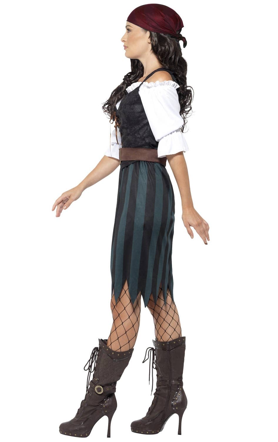 Women's Deckhand Pirate Fancy Dress Costume - Side Image