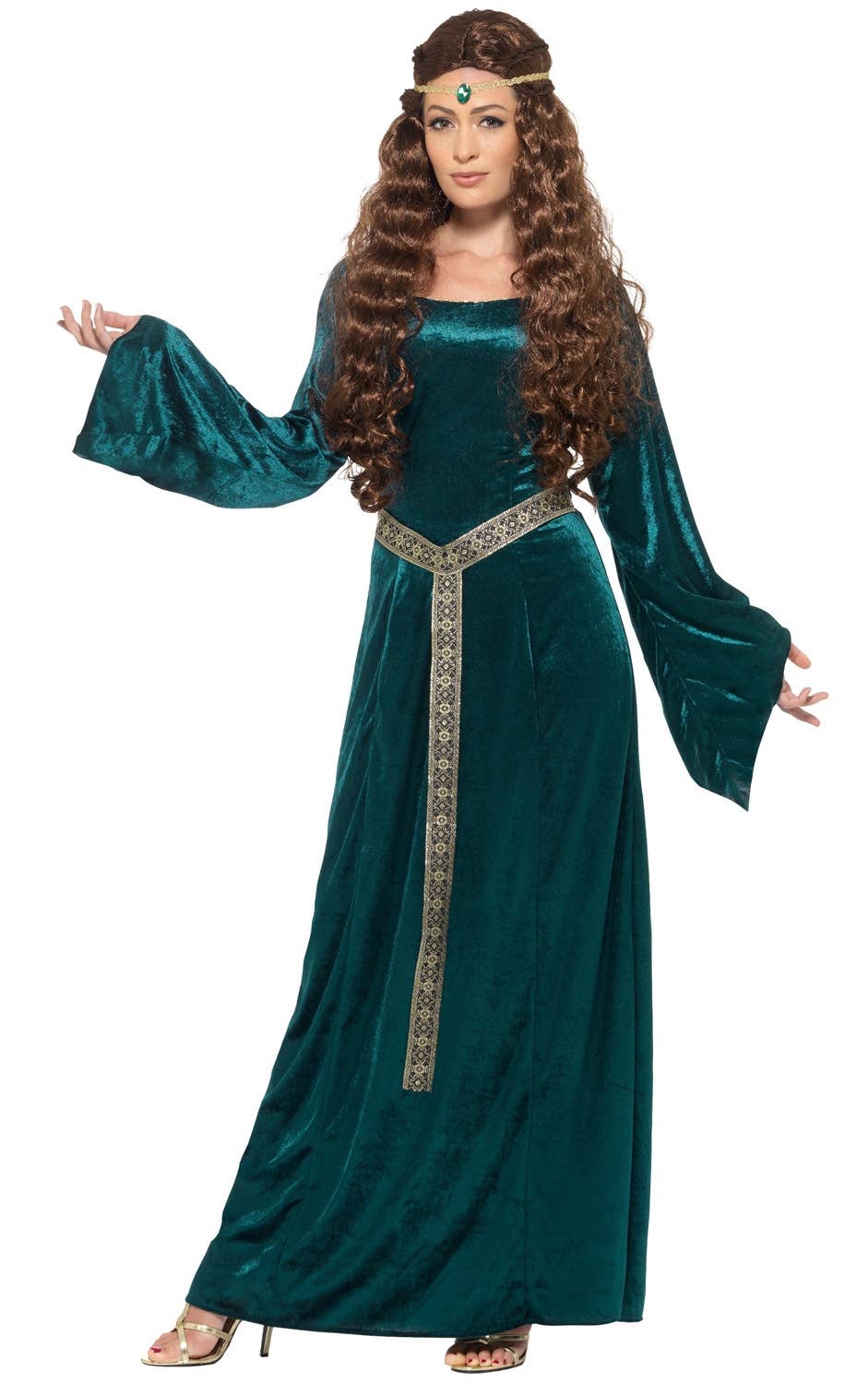 Green Medieval Dress Women's Costume Alternate Front View