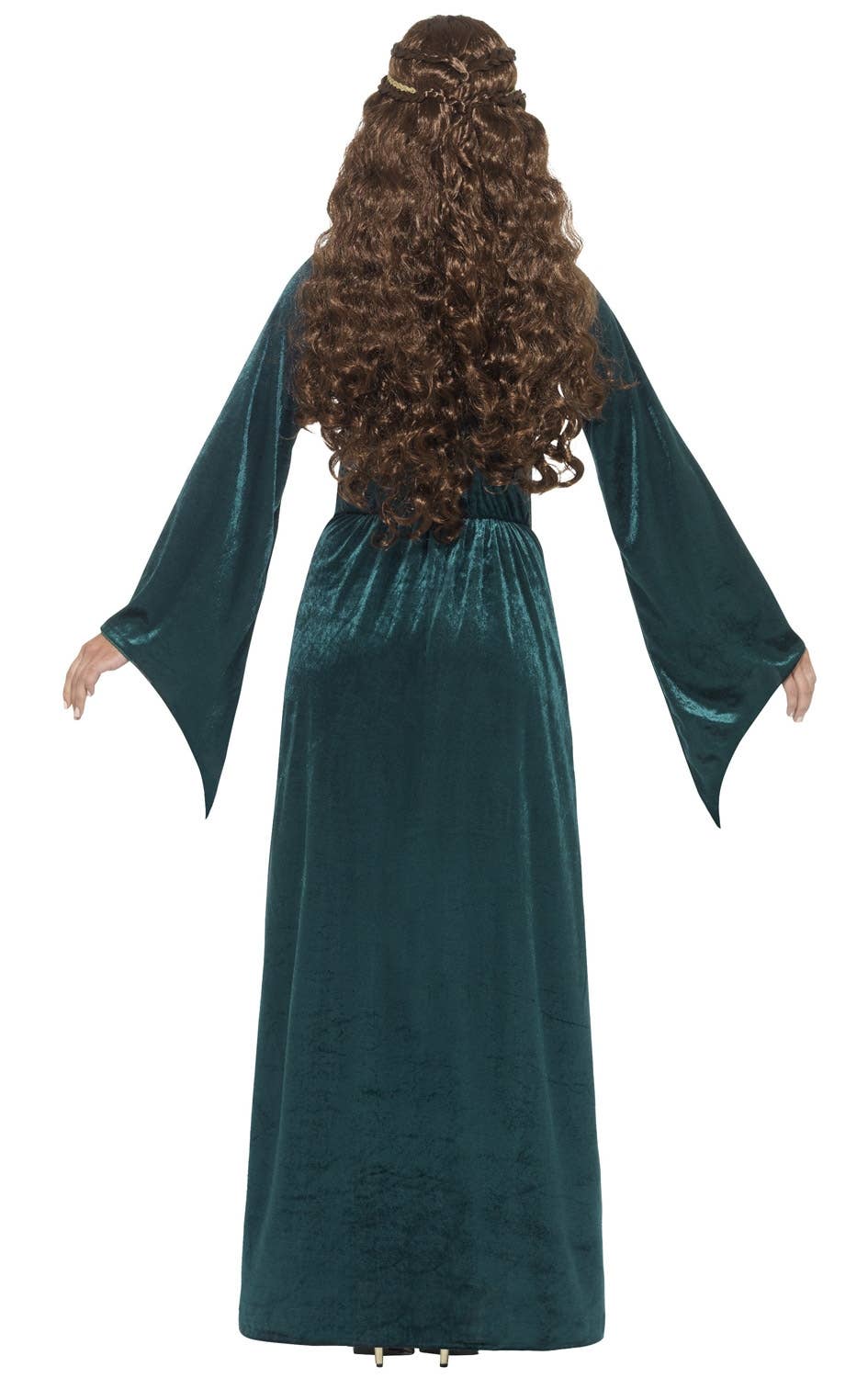 Women's Plus Size Green Medieval Costume Dress - Back Image