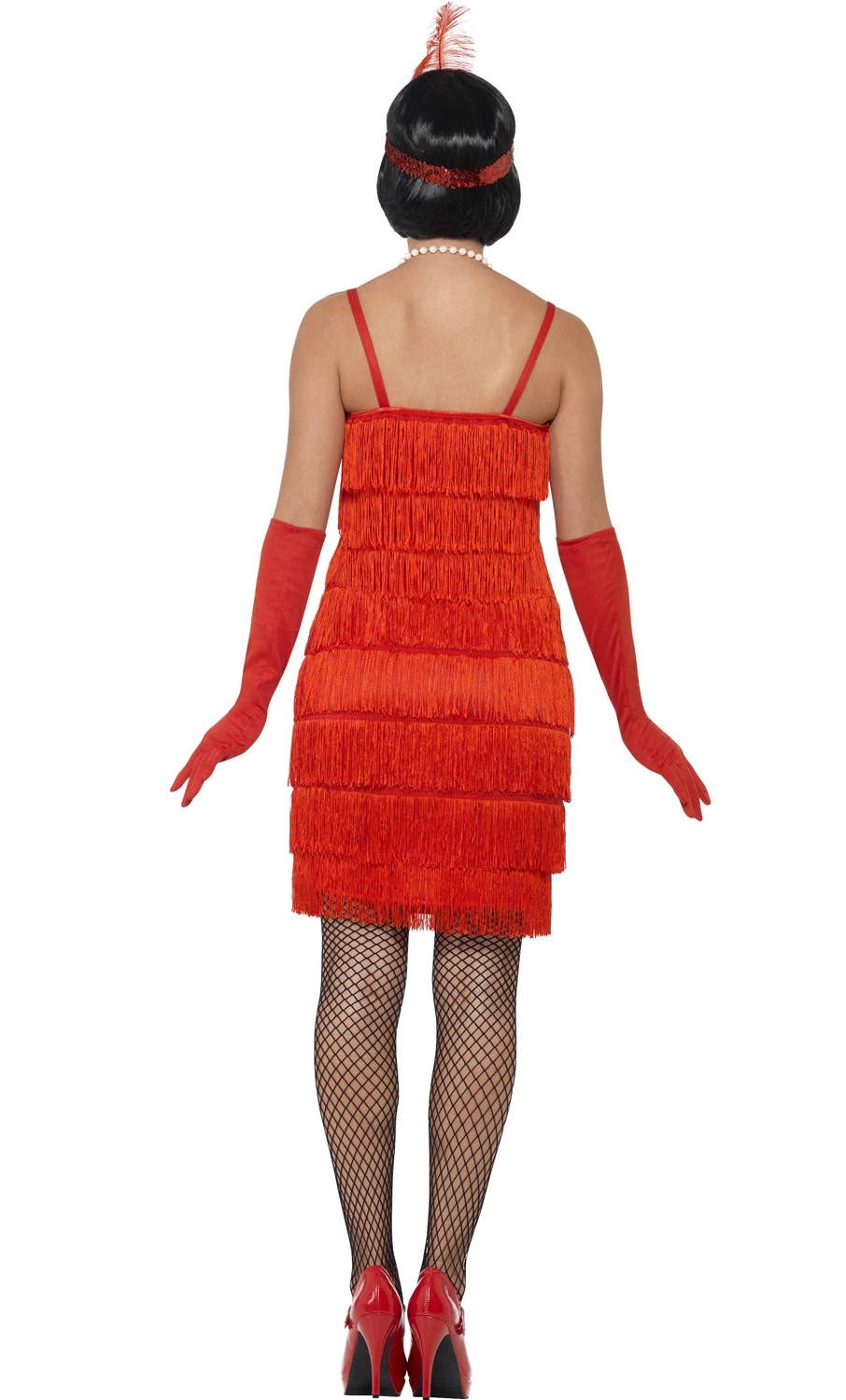 Womens Red Flapper Dress - Back Image 