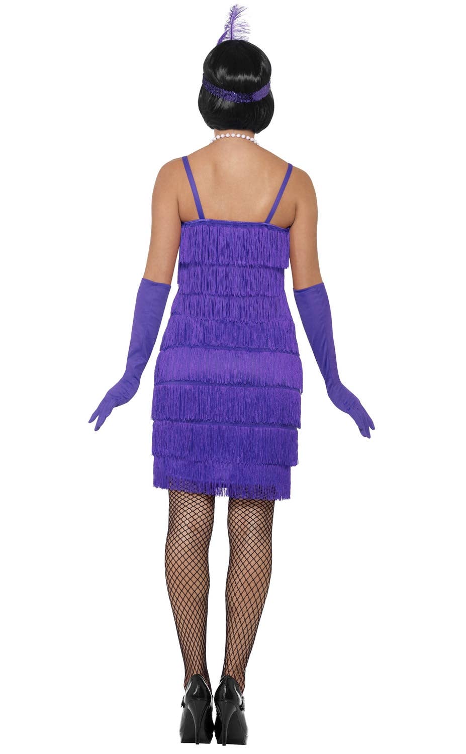 Women's Purple Fringed Flapper Dress - Image 2