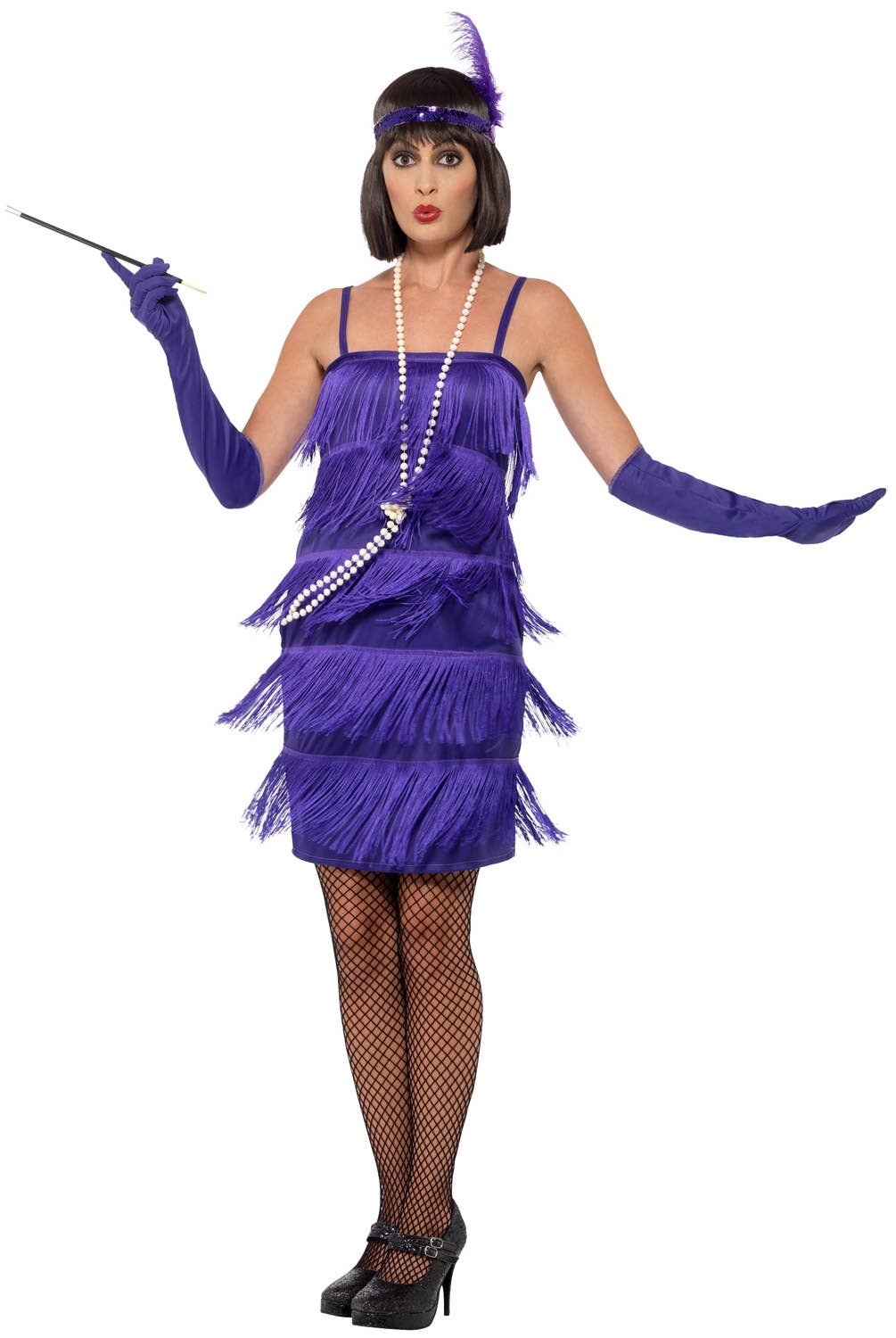 Women's Purple Fringed Flapper Dress - Image 4