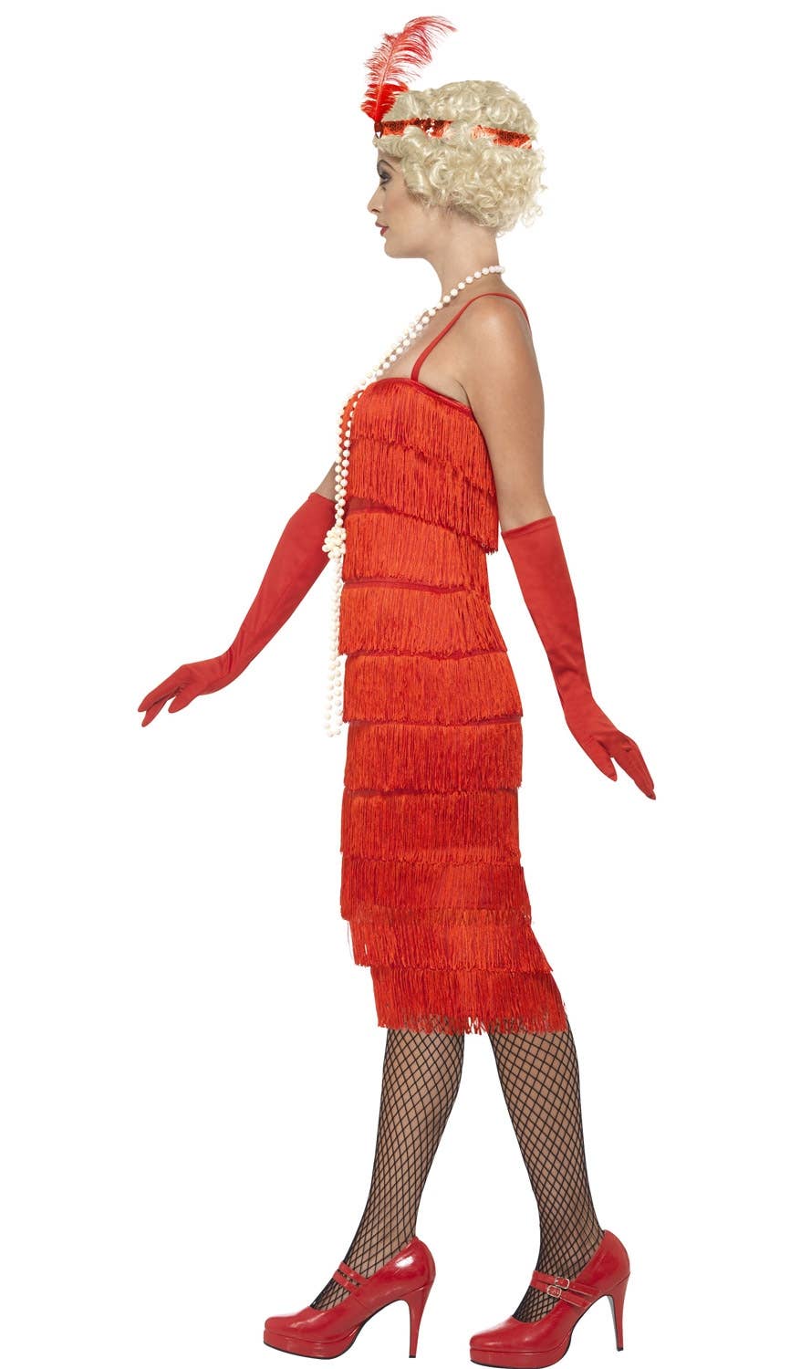 Long Red Flapper Costume -  Side View