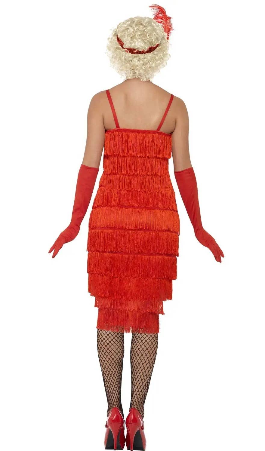 Image of Razzle Dazzle Women's Plus Size Long Red Flapper Costume - Back View