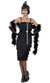 Women's Long Black Fully Fringed Flapper Dress Costume - Front View