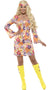 Womens Flower Hippie 60s Dress Costume - Front View