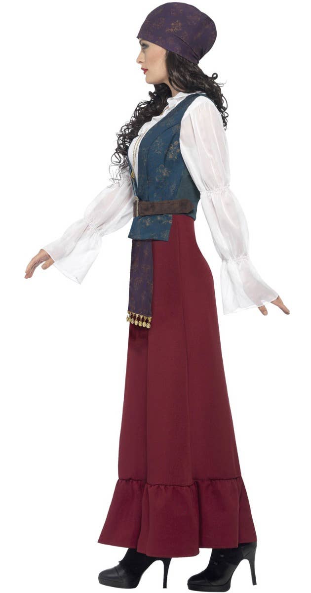 Deluxe Women's Pirate Gypsy Deluxe Buccaneer Beauty Fancy Dress Costume Side Image