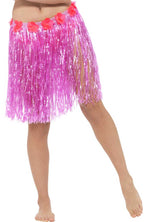 Women's Pink Hawaiian Hula Skirt with Flowers