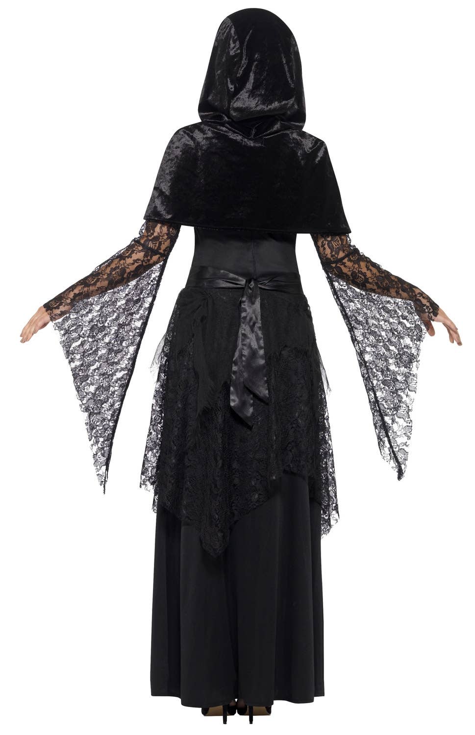 Women's Black Magic Mistress Pagan Costume Back View