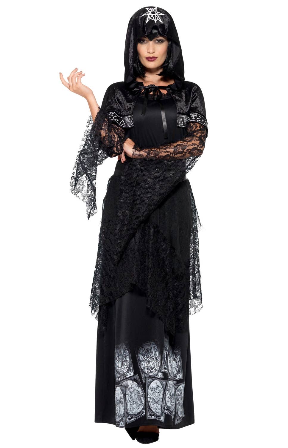 Women's Black Magic Mistress Pagan Costume Alt Front View