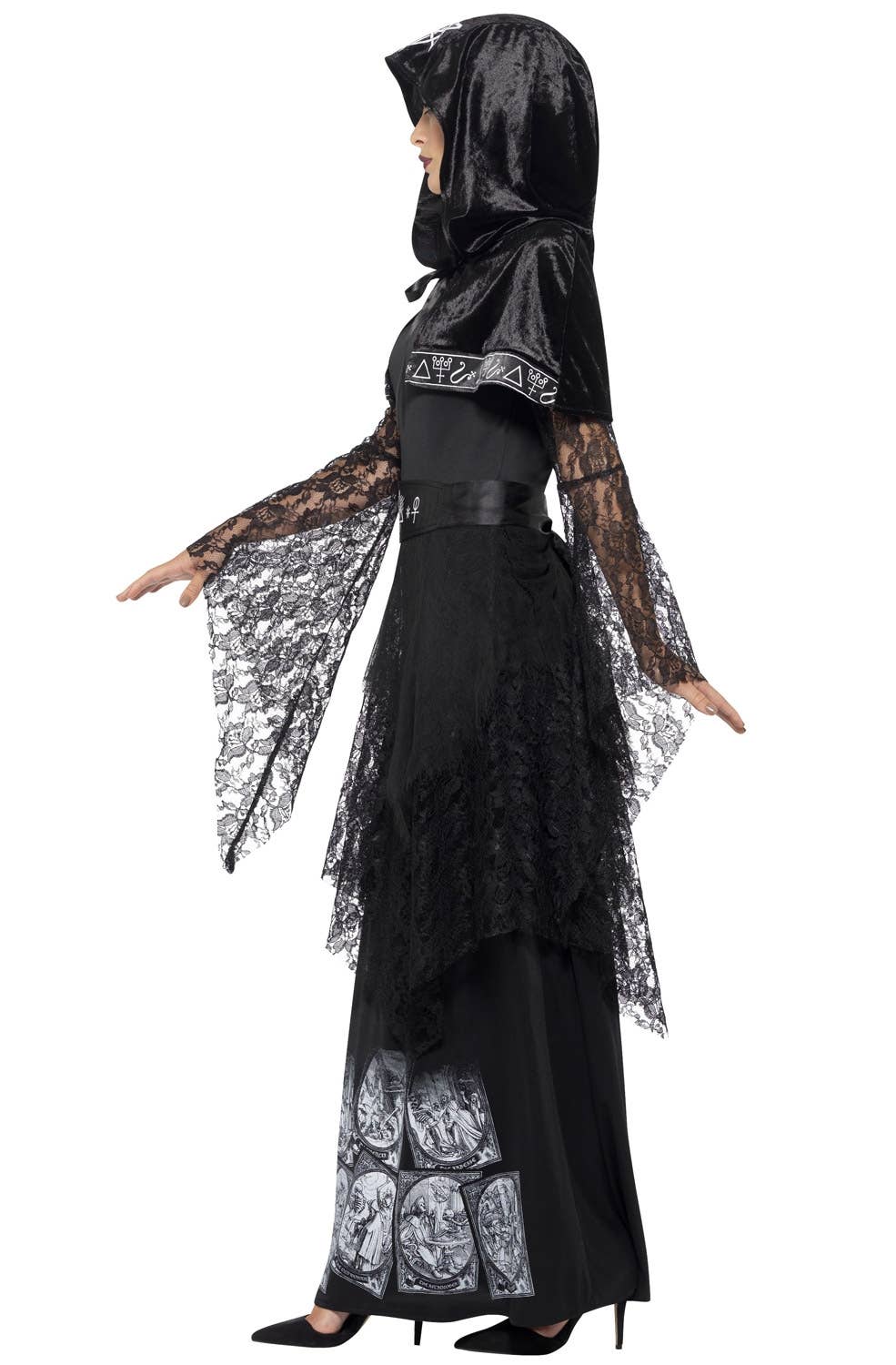 Women's Black Magic Mistress Pagan Costume Side View