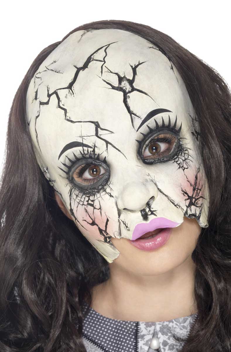 Women's Broken Doll Halloween Latex Mask