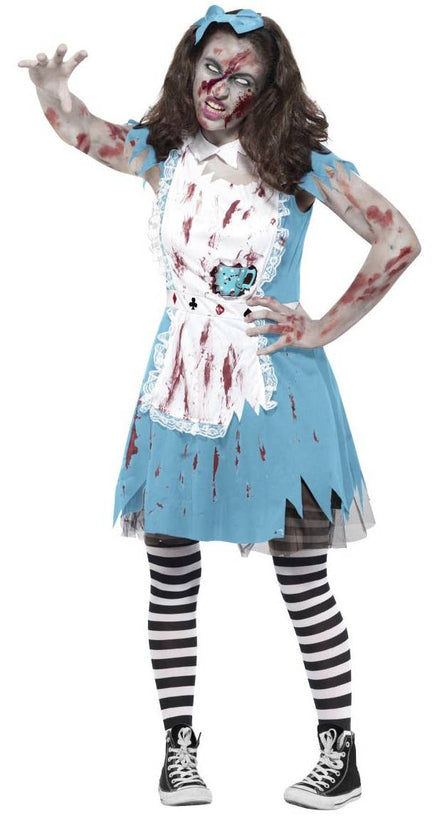 Teen Girl's Zombie Alice In Wonderland Twisted Fairytale Fancy Dress Halloween Costume Main Image