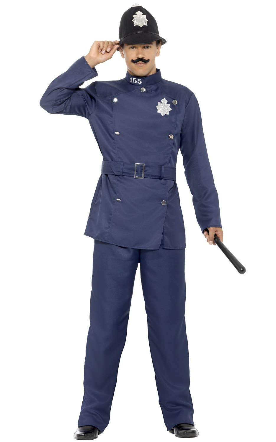 London Bobby Police Officer Blue Fancy Dress Costume Front View