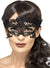 Soft Black Embroidered Filigree Masquerade Mask for Women