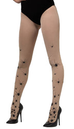 Women's Spider Print Full Length Halloween Stockings Main Image