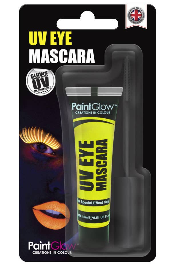 Blacklight Reactive Neon Yellow Eyelash Mascara Packaging Image