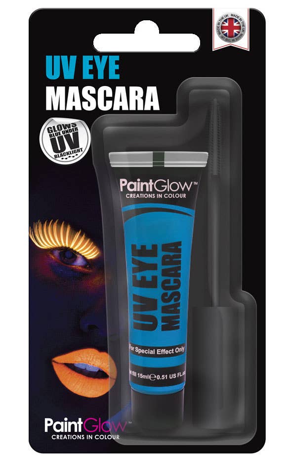 Blacklight Reactive Neon Blue Eyelash Mascara Packaging Image