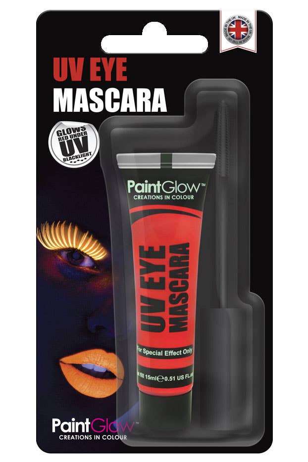 Blacklight Reactive Neon Red Eyelash Mascara Packaging Image