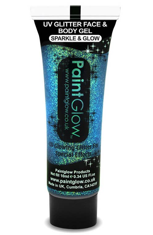 Ice Blue UV Reactive Face and Body Glitter Gel - View 1