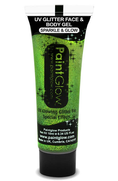 Green Blacklight Reactive Glitter Face and Body Gel Main Image