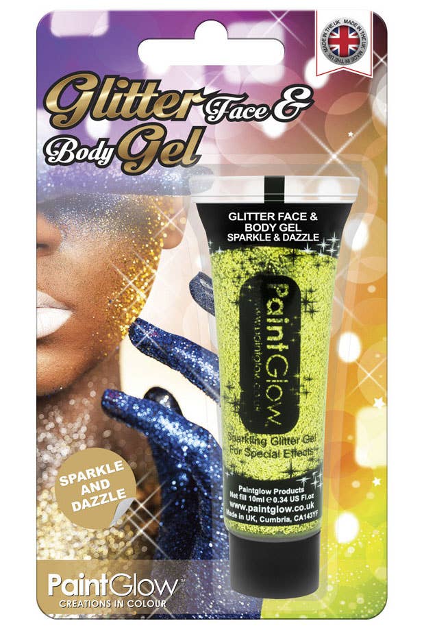 Gold Glitter Face and Body Makeup Gel Packaging Image