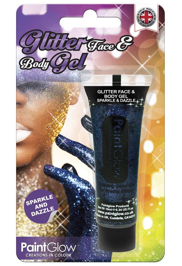 Dark Purple Glitter Face and Body Makeup Gel Packaging Image