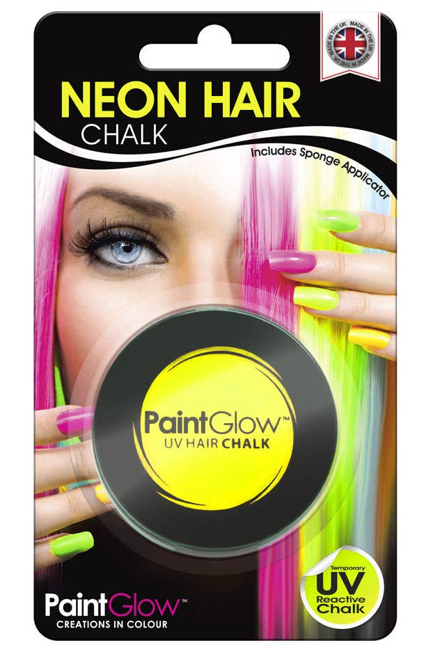 Temporary Neon Yellow Blacklight Reactive Hair Chalk Packaging Image