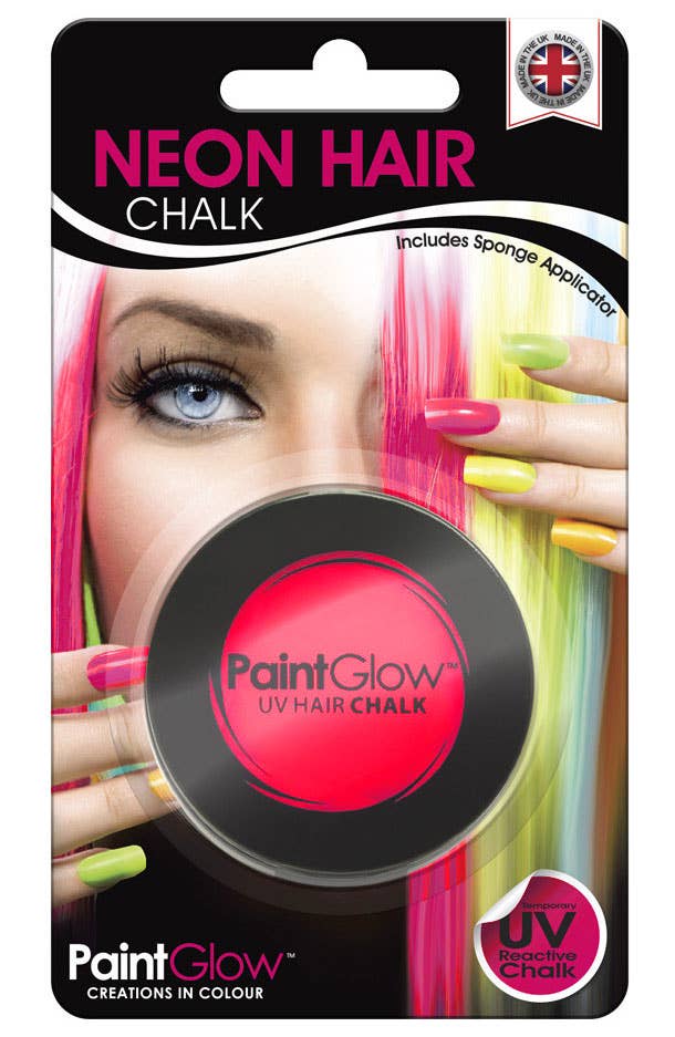 Temporary Neon Pink Blacklight Reactive Hair Chalk Packaging Image