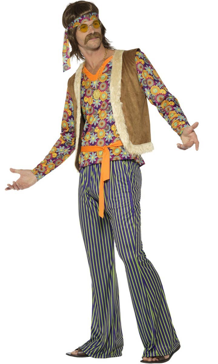 Men's 1960's Woodstock Hippie Singer Fancy Dress Costume Alternate View Image