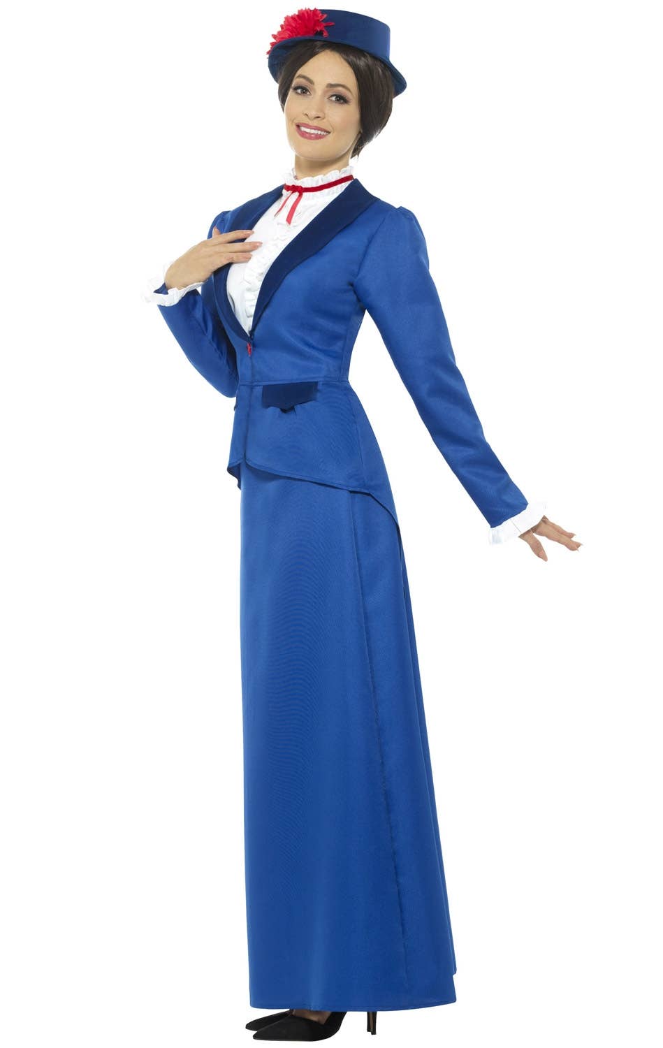 Women's Blue Victorian Nanny Mary Poppins Costume Side View