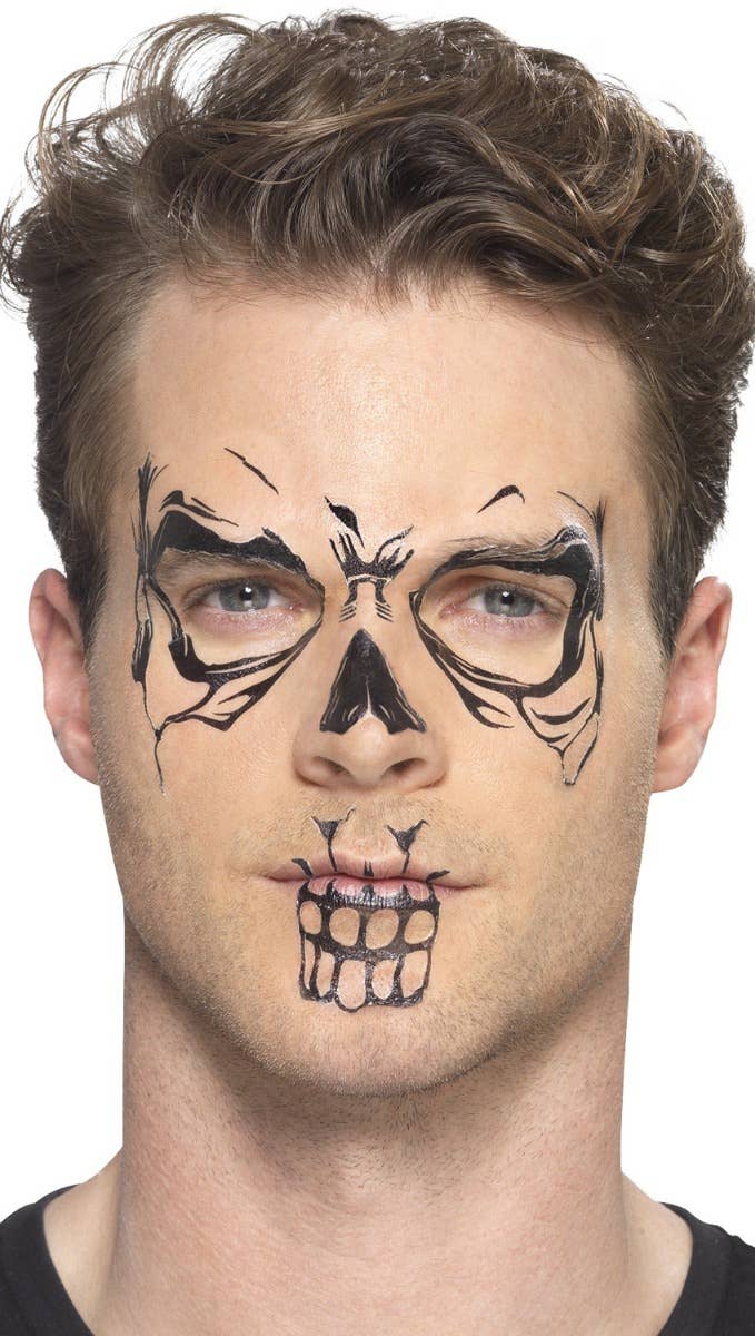 Halloween Skull Face Skeleton Temporary Smiffys Tattoo Transfer Kit - Step Three