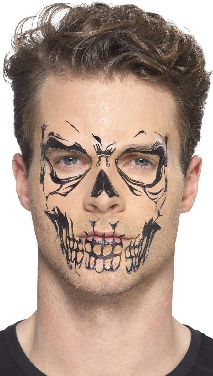 Halloween Skull Face Skeleton Temporary Smiffys Tattoo Transfer Kit - Step Four