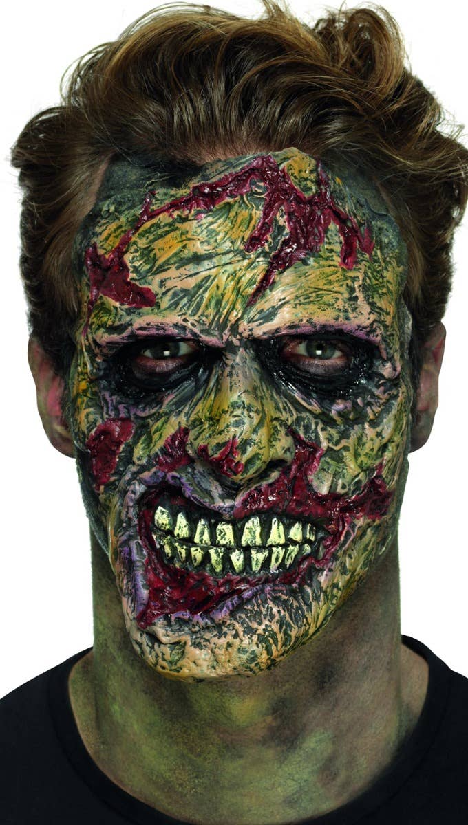 Brown And Red Zombie Flesh Face Mask Halloween Special Effects Costume Accessory Prosthetic Image 2