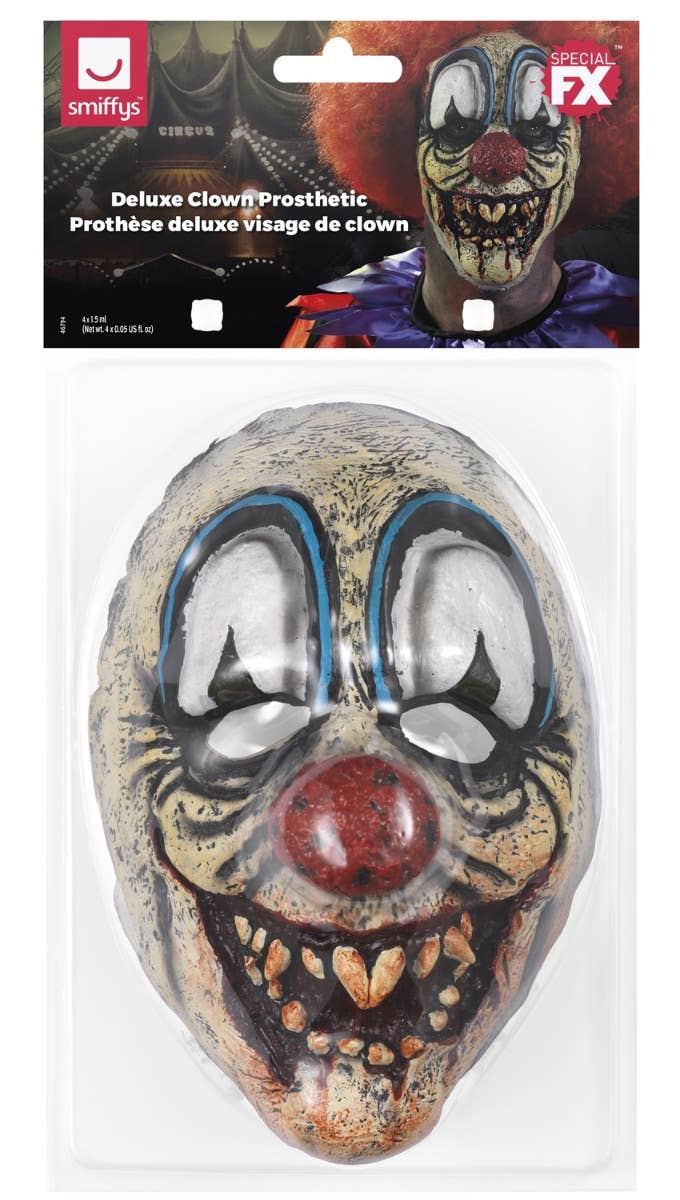 Killer Clown Deluxe Prosthetic Halloween Mask Package Image