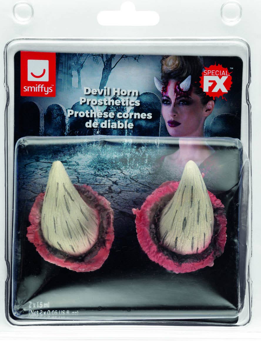 Erupting Bloody Ivory Latex Devil Horns Special FX Prosethics Packaging View