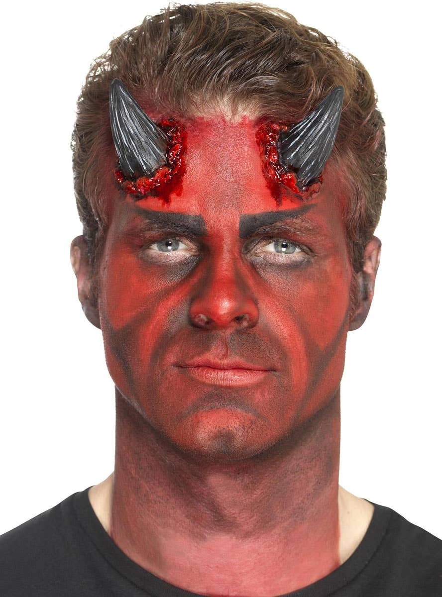 Realistic Black Devil Horns Halloween Prosthetics - Alternative Image 3