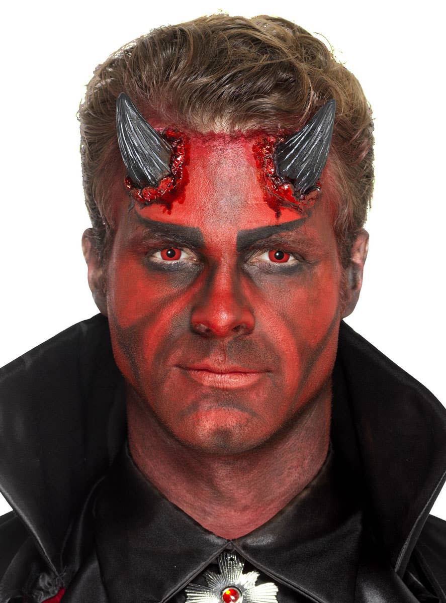 Realistic Black Devil Horns Halloween Prosthetics - Alternative Image 1