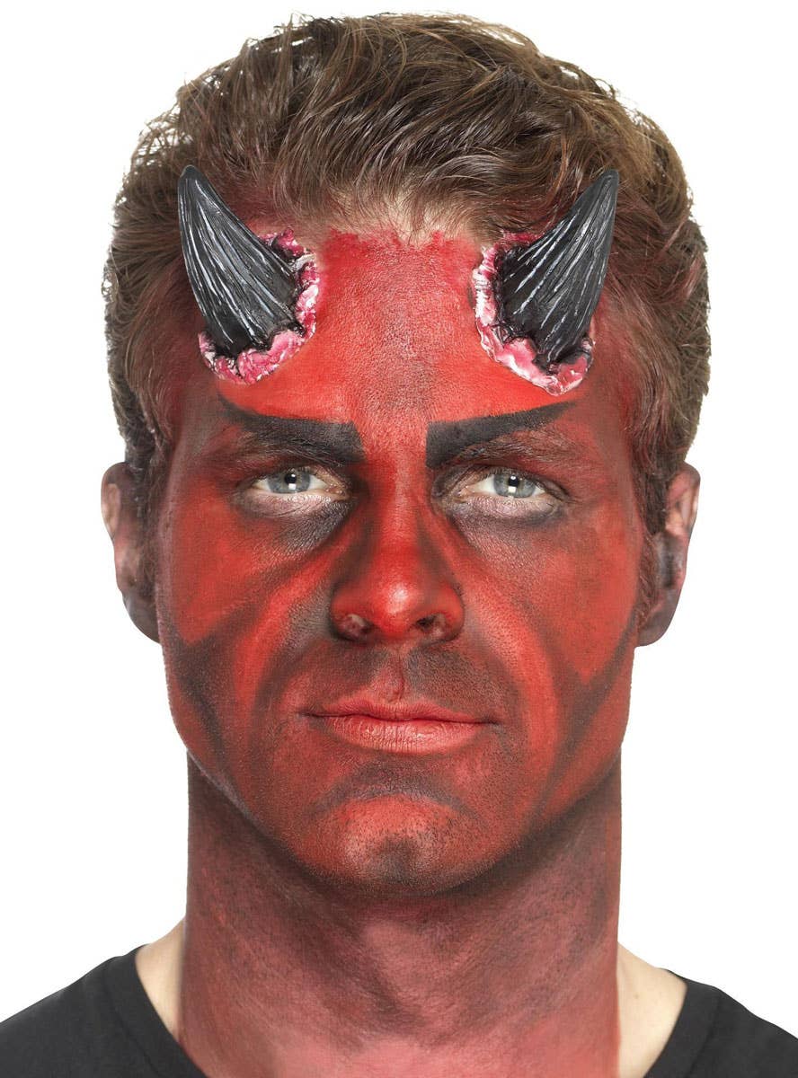 SFX Black Devil Horns Halloween Costume Prosthetics - Alternative Image 2