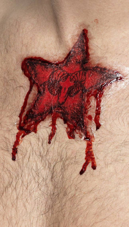 Image of Satanic Occult Rams Head Star Temporary Tattoo