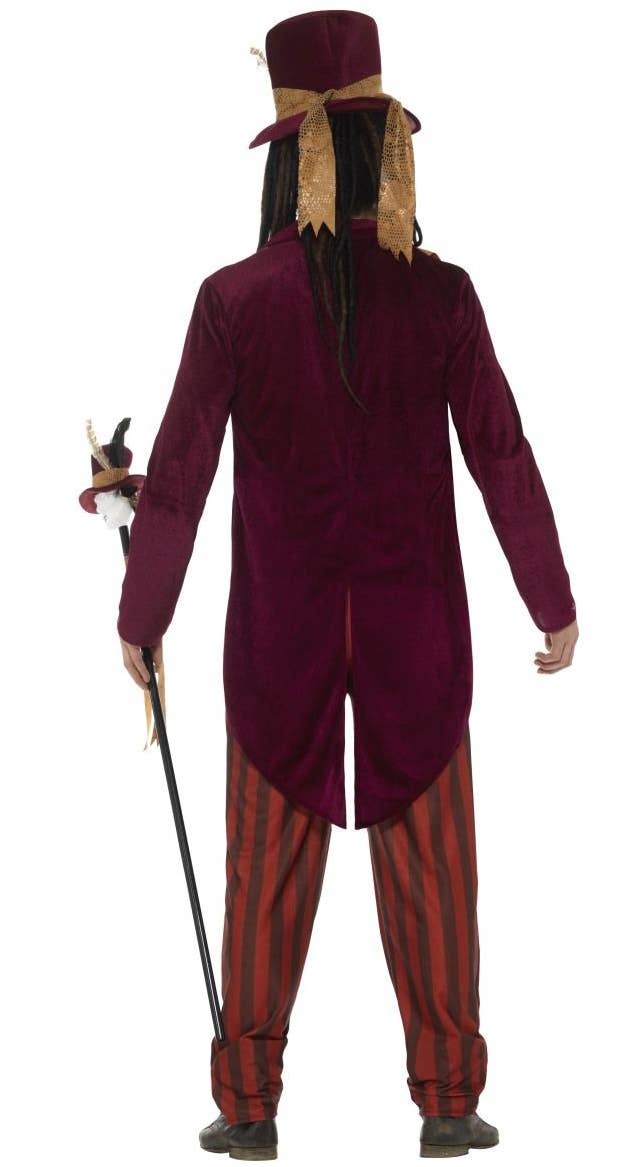 Men's Brown And Red Voodoo Witch Doctor Halloween Deluxe Fancy Dress Costume Back View Image