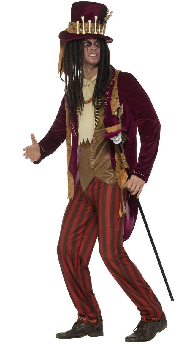 Men's Brown And Red Voodoo Witch Doctor Halloween Deluxe Fancy Dress Costume Side Alternative Image