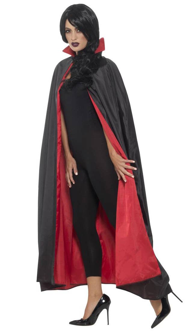 Adult's Reversible Red and Black Vampire Halloween Cape Womens Side Image