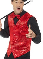 Men's Red Sequin Waistcoat Costume Vest Accessory Main Image