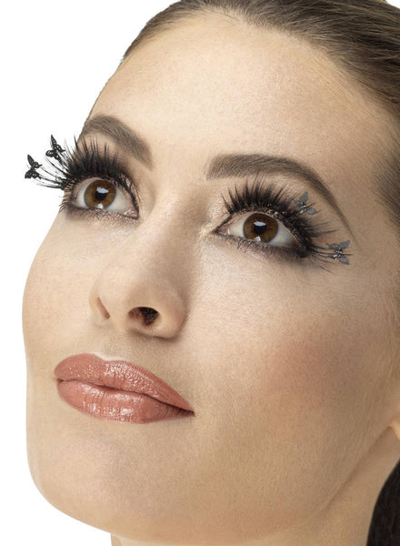 Winged Black Extra Long False Eyelashes with Butterflies