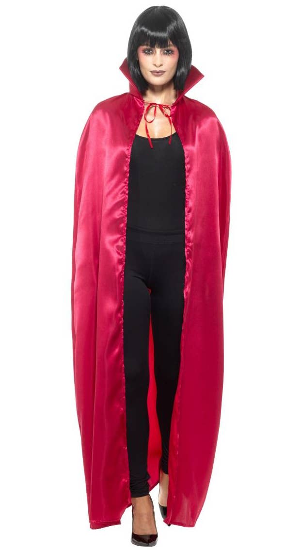 Red Satin Devil Cape Halloween Costume Accessory Second Image