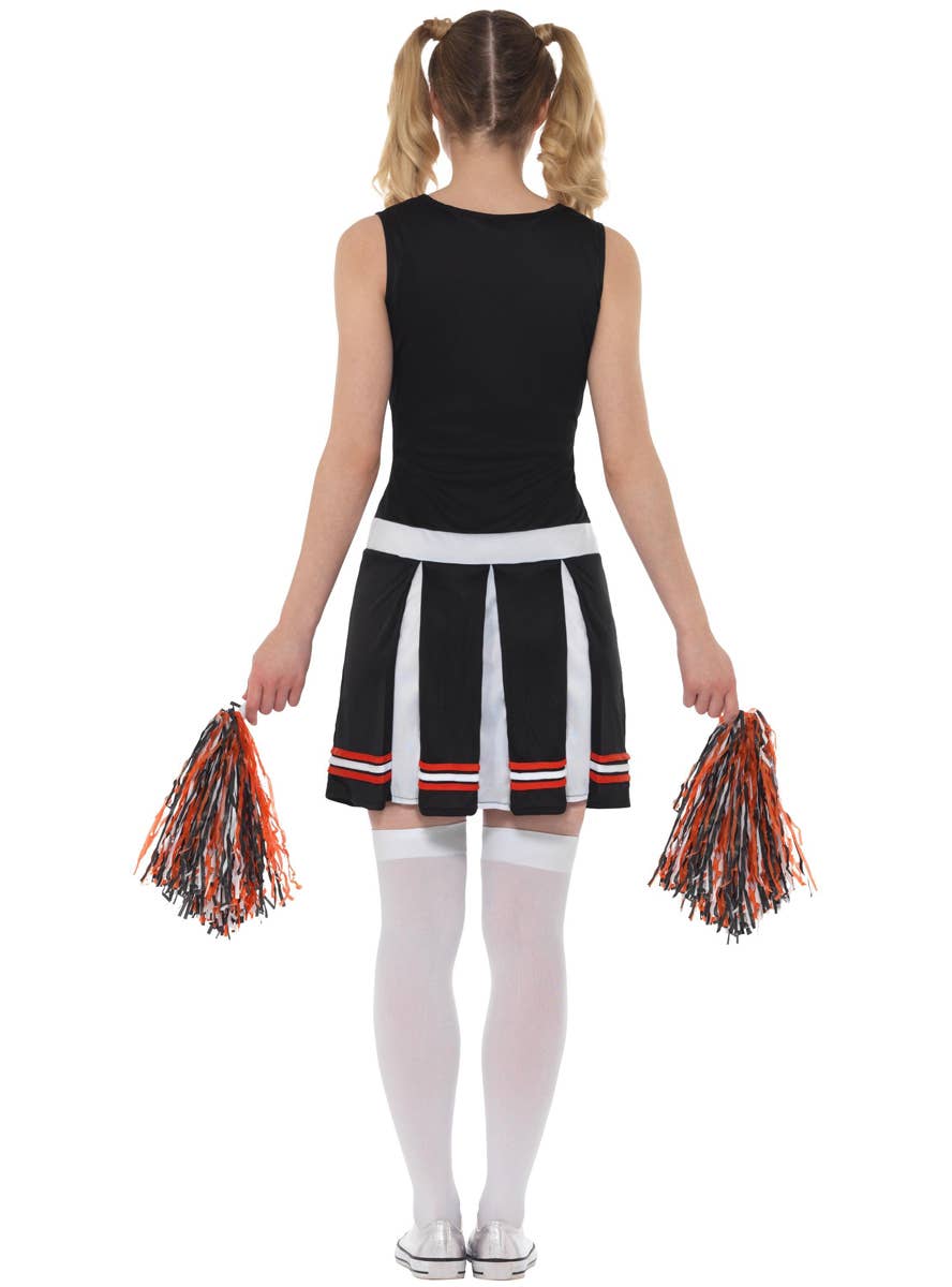 Women's Black and White Cheerleader Costume - Back Image