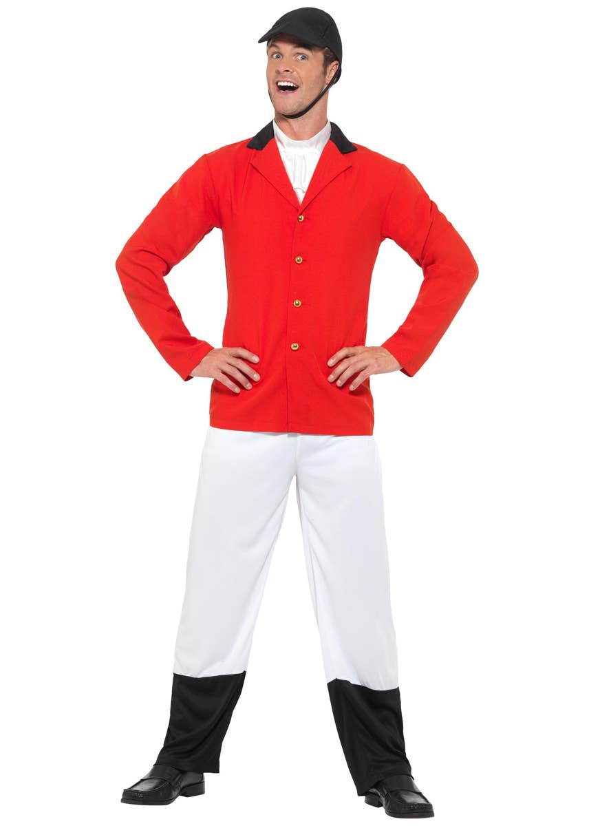 Men's Red Horse Back Rider Fancy Dress Costume Alternate Front Image