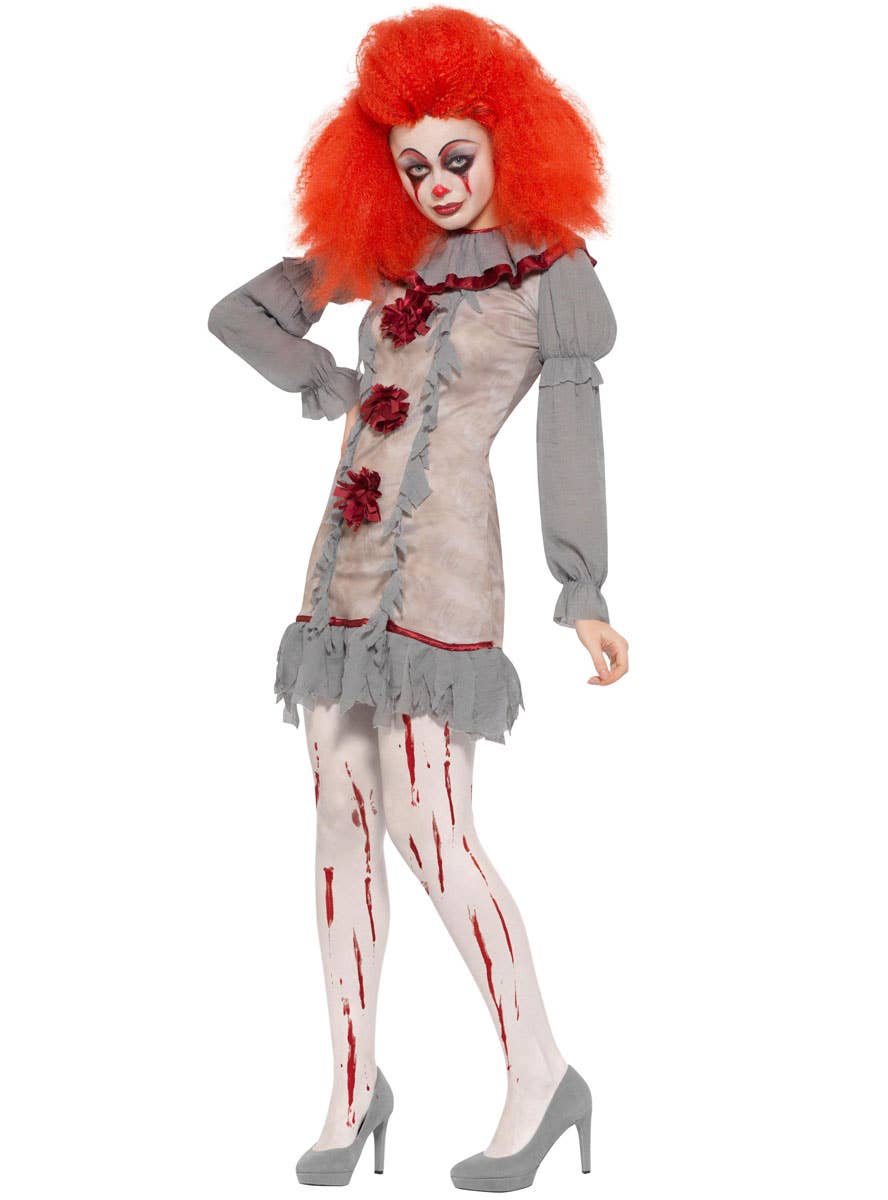 Women's Vintage Clown Pennywise IT Halloween Costume View 2