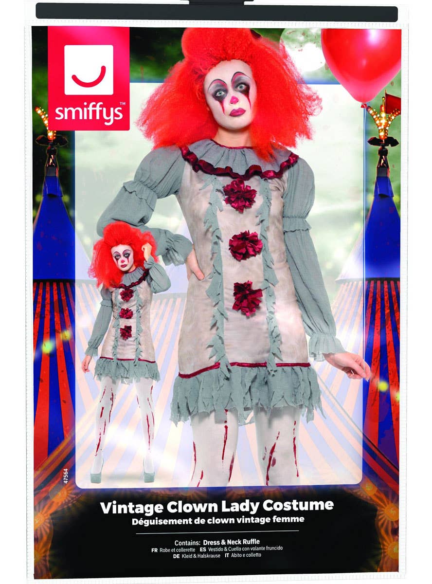 Women's Vintage Clown Pennywise IT Halloween Costume View 6